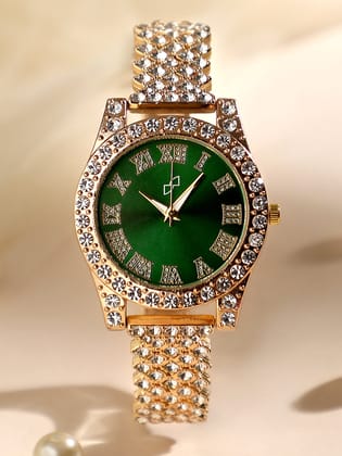 Embellished Contrast Round Watch-Watches