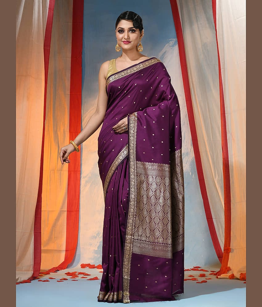 Desh Bidesh Silk Woven Saree With Unstitched Blouse Piece ( Magenta )