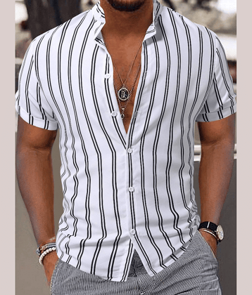 AAPSKA Poly Cotton Regular Fit Printed Half Sleeves Men's Casual Shirt - White ( Pack of 1 )