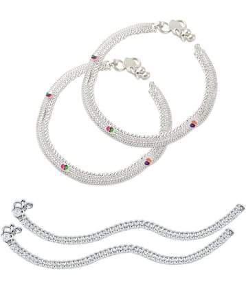 HEER COLLECTION - Silver Anklets ( Pack of 2 )