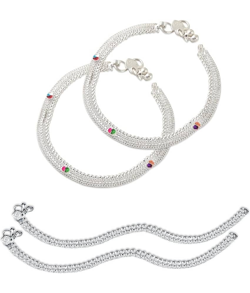 HEER COLLECTION - Silver Anklets ( Pack of 2 )