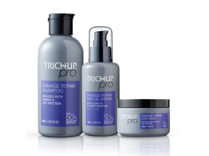 Trichup Pro Damage Repair & Instant Smoothing Hair Care Kit (Set of 3)- Shampoo 300 ml + Hair Oil Serum 100 ml + Hair Mask 200 ml