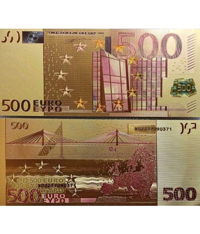 New 500 Euro Bill 24Kt Gold Plated 1 Paper currency & Fantancy Item