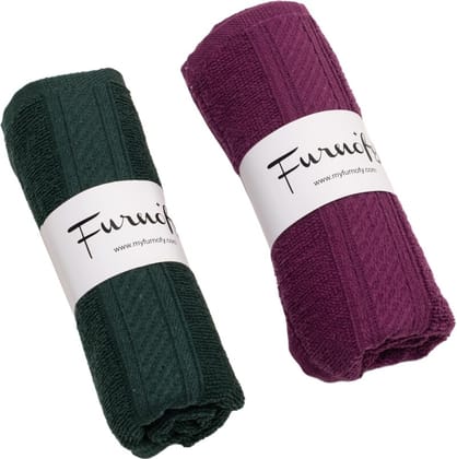 Furnofy Cotton 450 GSM Hand Towel Set Purple, Green (Pack Of 2) Furnofy Cotton 450 GSM Hand Towel Set Purple, Green (Pack Of 2)