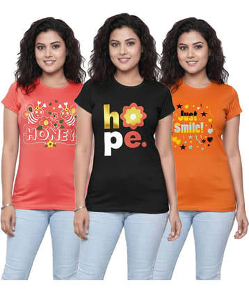 MIST N FOGG Women Cotton Blend Printed Regular Fit Round Neck T-Shirt ( Multicolor 3 )