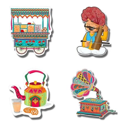 Bindian Printed MDF Wooden Kitchen Fridge Magnets, Set of 4, for Women, Girls, Housewives (Color 6) Bindian Printed MDF Wooden Kitchen Fridge Magnets, Set of 4, for Women, Girls, Housewives (Color 6)