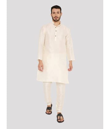 Maharaja - White Silk Regular Fit Men's Kurta Pyjama Set ( Pack of 1 )