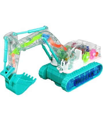 RAINBOW RIDERS  Electric Universal Transparent Mechanical Gear Excavator Light Music Engineering Vehicle Truck Toy for Boys & Girls Age 2, 3, 4, 5, 6, 7, 8 Multicolour Plastic Musical Battery Operated Toy