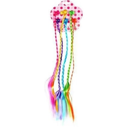 Kids Hair Extensions with Hair Clips Rainbow Wig Braids Extensions Hair Styling Accessories for Baby Girls Adult Multicolor (12 PCS)
