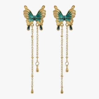 Blue Butterfly Drop Earrings (Ocean Hue)