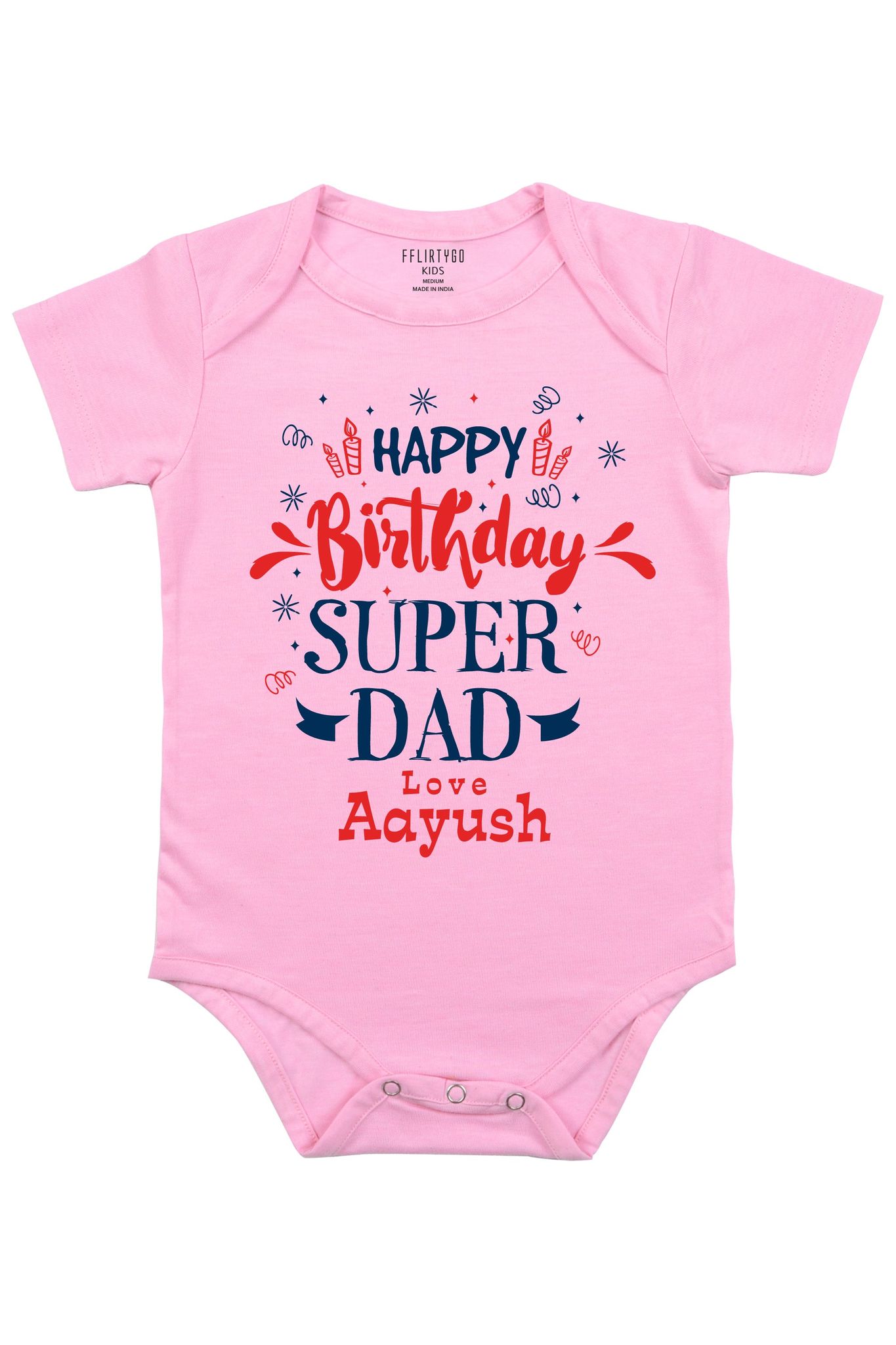 Super Dad Custom Baby Romper | Onesies w/ Custom Name-Baby Romper / 0-3 Months / Pink