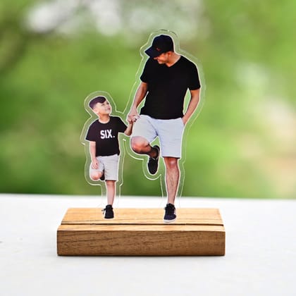 Personalised Acrylic Photo Cutout with Wooden Base
