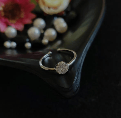Silver Plated Cubic Zicronia Adjustable Finger Ring- ADJSTBL Silver Plated Cubic Zicronia Adjustable Finger Ring- ADJSTBL
