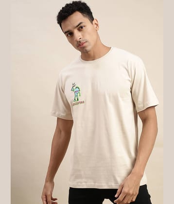Veirdo Pack of 1 Cotton Oversized Fit Men's T-Shirt ( Beige )