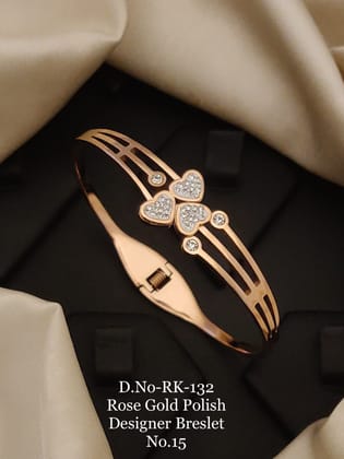 Brilliant Design with Diamond Gold Plated Kada Bracelet