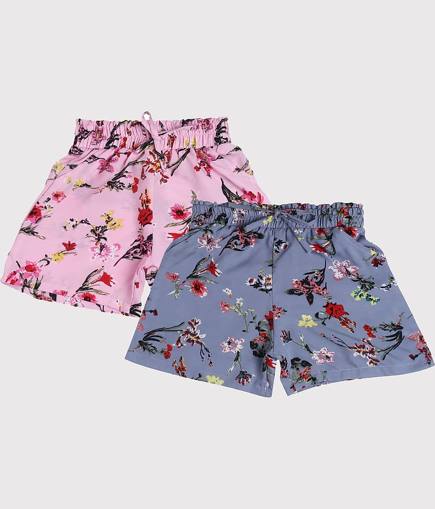 Arshia Fashions Pack of 2 Girls Crepe Bermudas ( Multicolor )