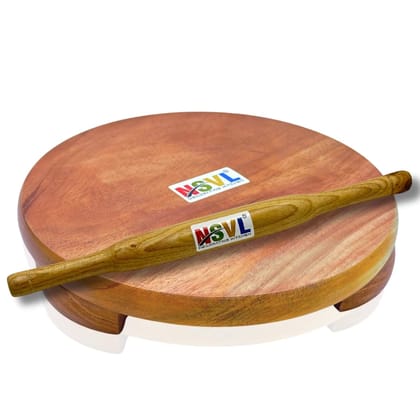 NSVL Neem Polpat Chakla Roti Chapati Maker 25 cm with Sagwan Roti Belan Rolling Pin 35 cm (Neem Polpat with Sagwan Belan)