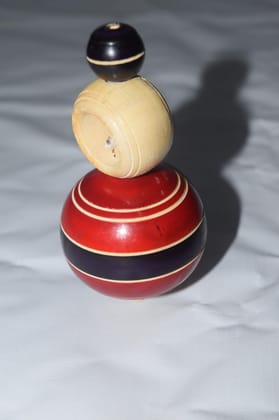 Wooden Spinning Top Toy, Red and Black Striped, Traditional String Pull Design, Classic Vintage Style Wooden Spinning Top Toy, Red and Black Striped, Traditional String Pull Design, Classic Vintage Style