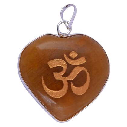 Red Aventurine Border Pendant with Om Sign for Reiki Healing and Crystal Healing,Traditional Astrological Pendant for Women and Mens | Lucky Charm Positive Vibes Energy(KI_50)  by Krishna Impex