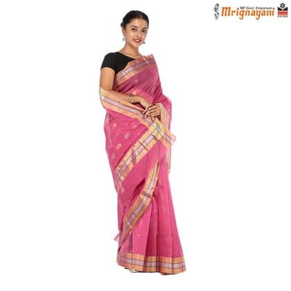 HANDLOOM CHANDERI SILK SAREE WITH BLOUSE (SKU - 1SC101310522 SAREE-1044)