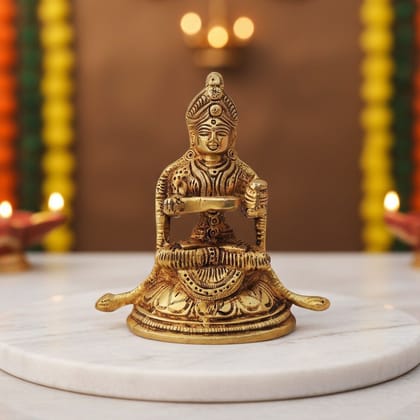 Brass Annapurna Devi Idol | Temple Pooja Murti, Height : 4 Inch (BSMAS1087 X)