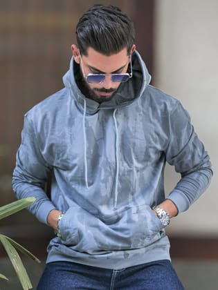 Splatter Spray Wave Light Grey Full Sleeve Sweatshirt-S