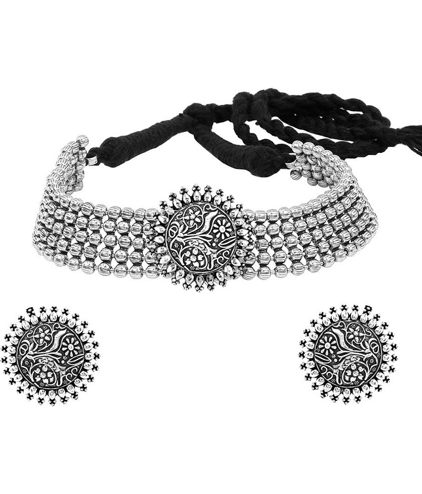 PUJVI - Silver Alloy Necklace Set ( Pack of 1 )