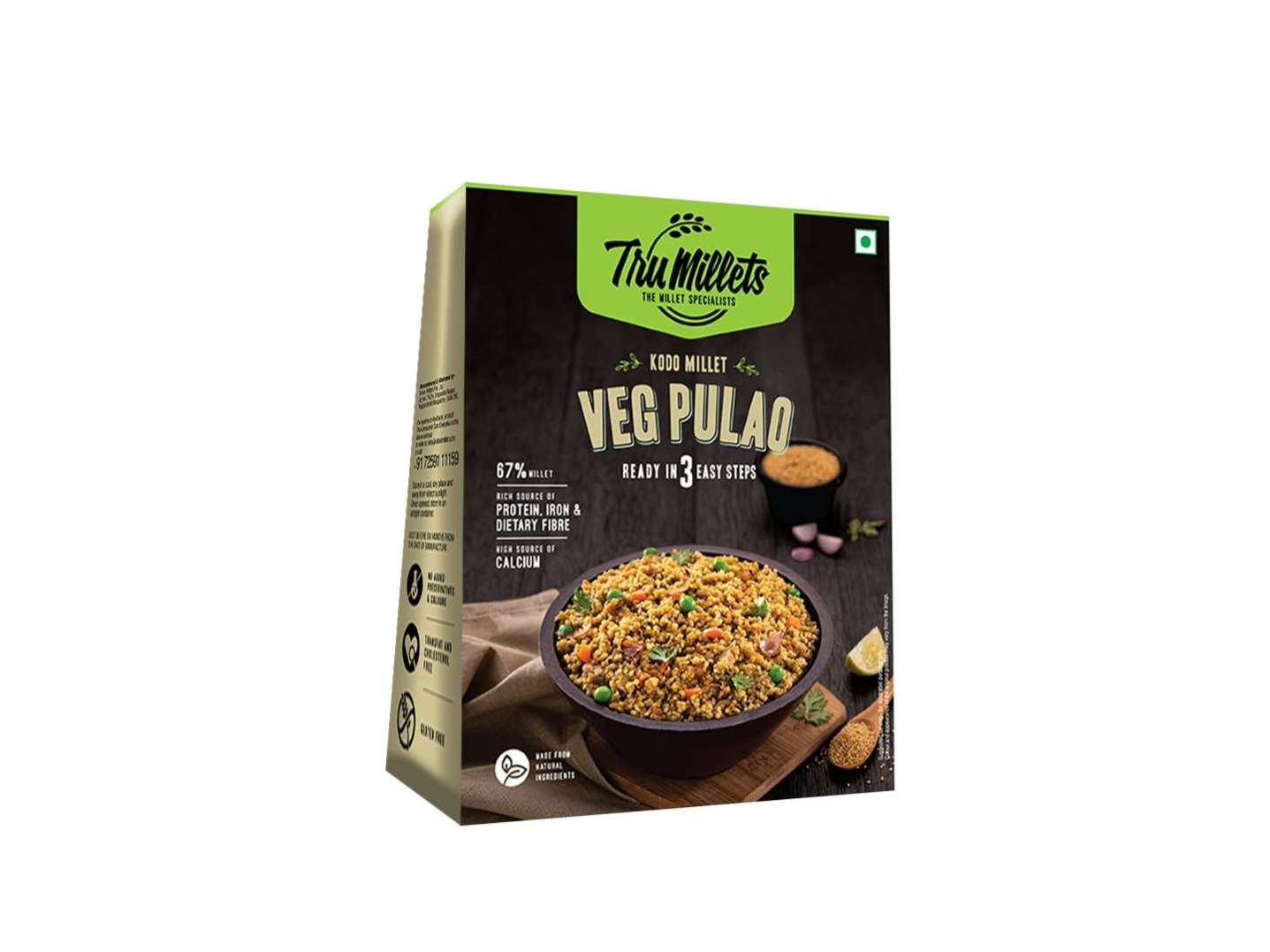 Trumillets Veg Pulao 250g, Made with Kodo Millet, Protein (23g Per 100g)
