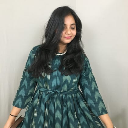 Arrow Print - Peacock Blue - Maternity Kurti with Feeding Zips - Cotton Flex - Thicker Fabric-44 - 46 ( XXL - 3XL )