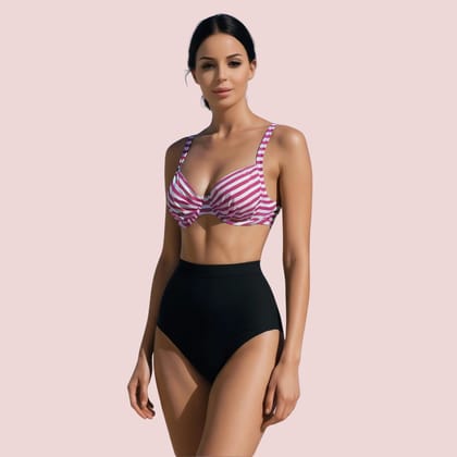 Structured Underwire Bikini Bra Top in Pink & White Stripe (Top Only)