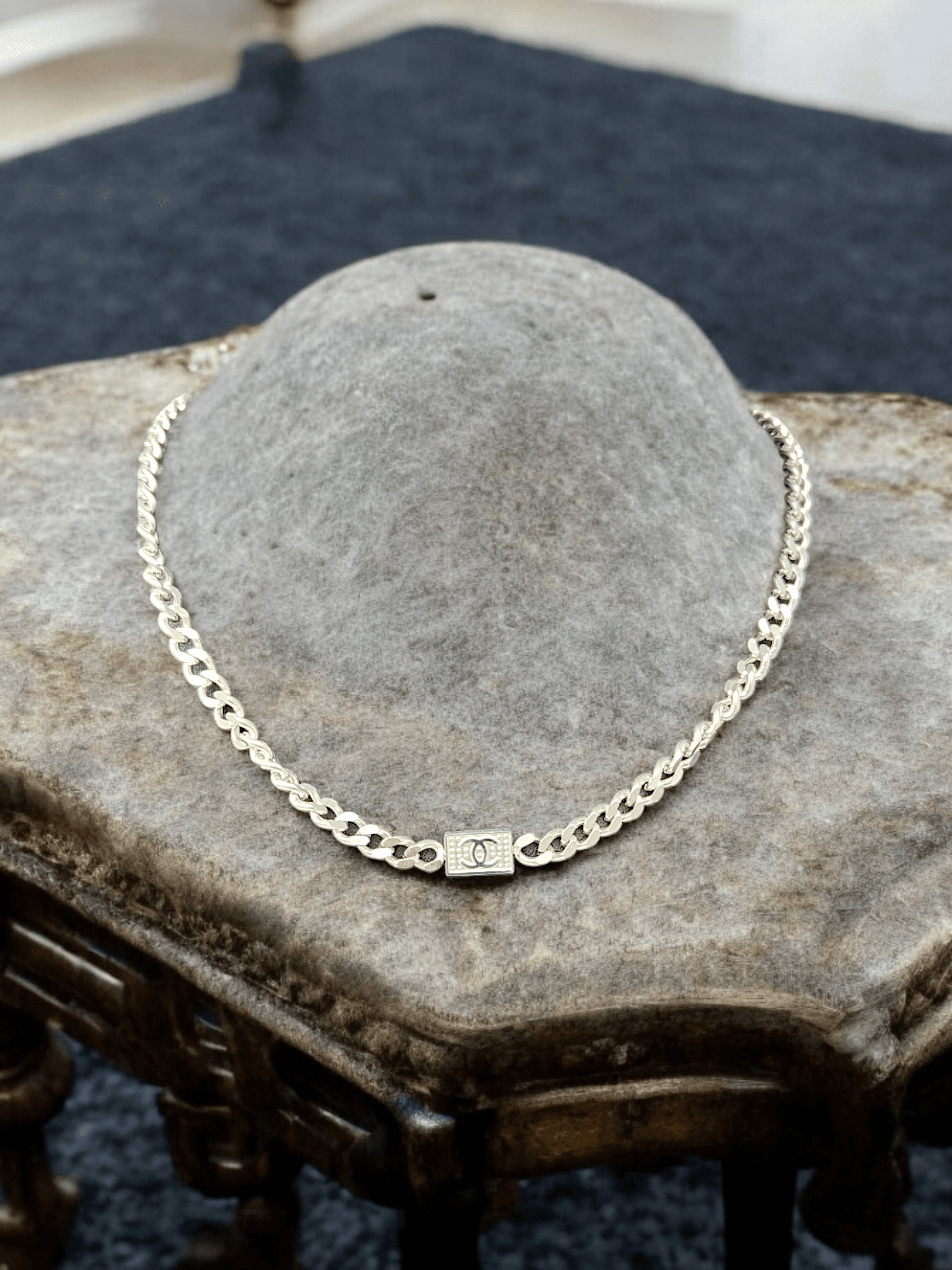 Silver  Necklace with Square Pendant