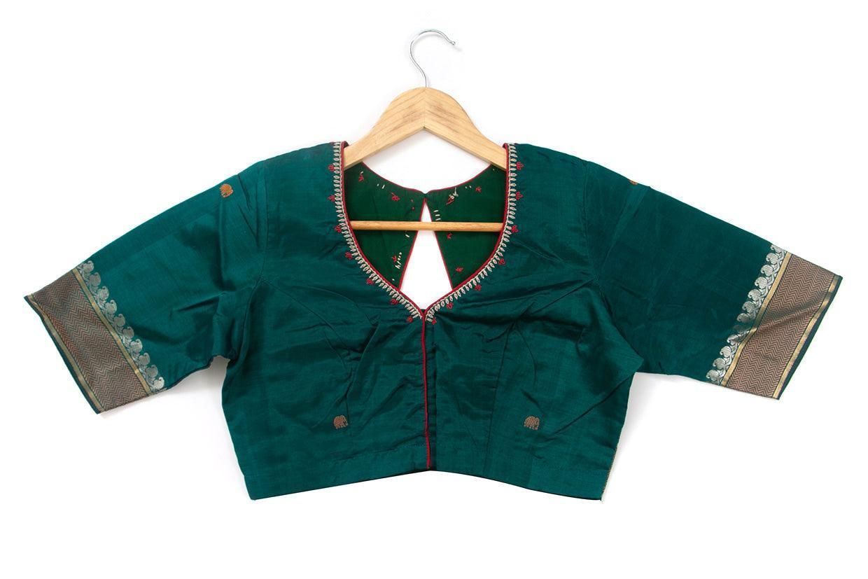 Green Silkcotton Readymade Blouse PV BL 156-38