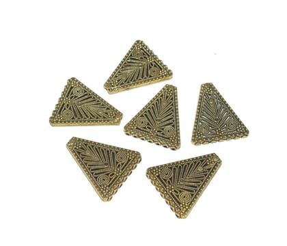 Antique Gold 7 Hole Triangle Connector for Jewellery Making and Embroidery Work. CTR-022-Per Packet of 3 Pair / 38X31 MM