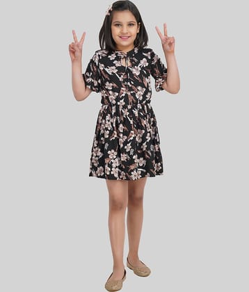 Being Naughty Rayon Fit And Flare Dress For Girls ( Pack of 1 , Black )