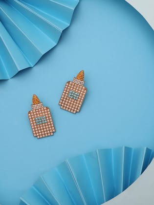 Gold Plated Designer Stone Stud-Earrings / Pink / Studs
