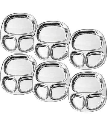 Dynore 6 Pcs Stainless Steel Silver Partition Plate
