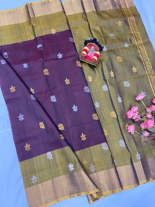 Maroon Uppada Butta Pure Silk Saree