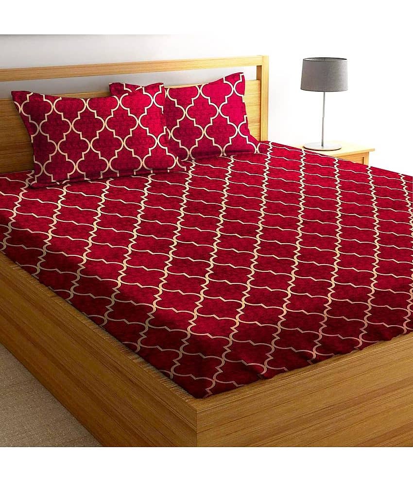 Homefab India Microfiber Double Bedsheet ( Red )