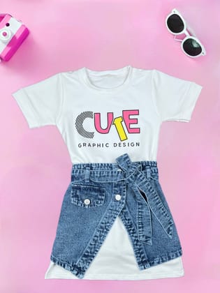Girls White Imported Dress [GD-7634] (4-12 Years)-4-5Y (Size - 24) / Imported