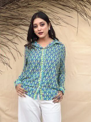 Blue Printed Shirt-S