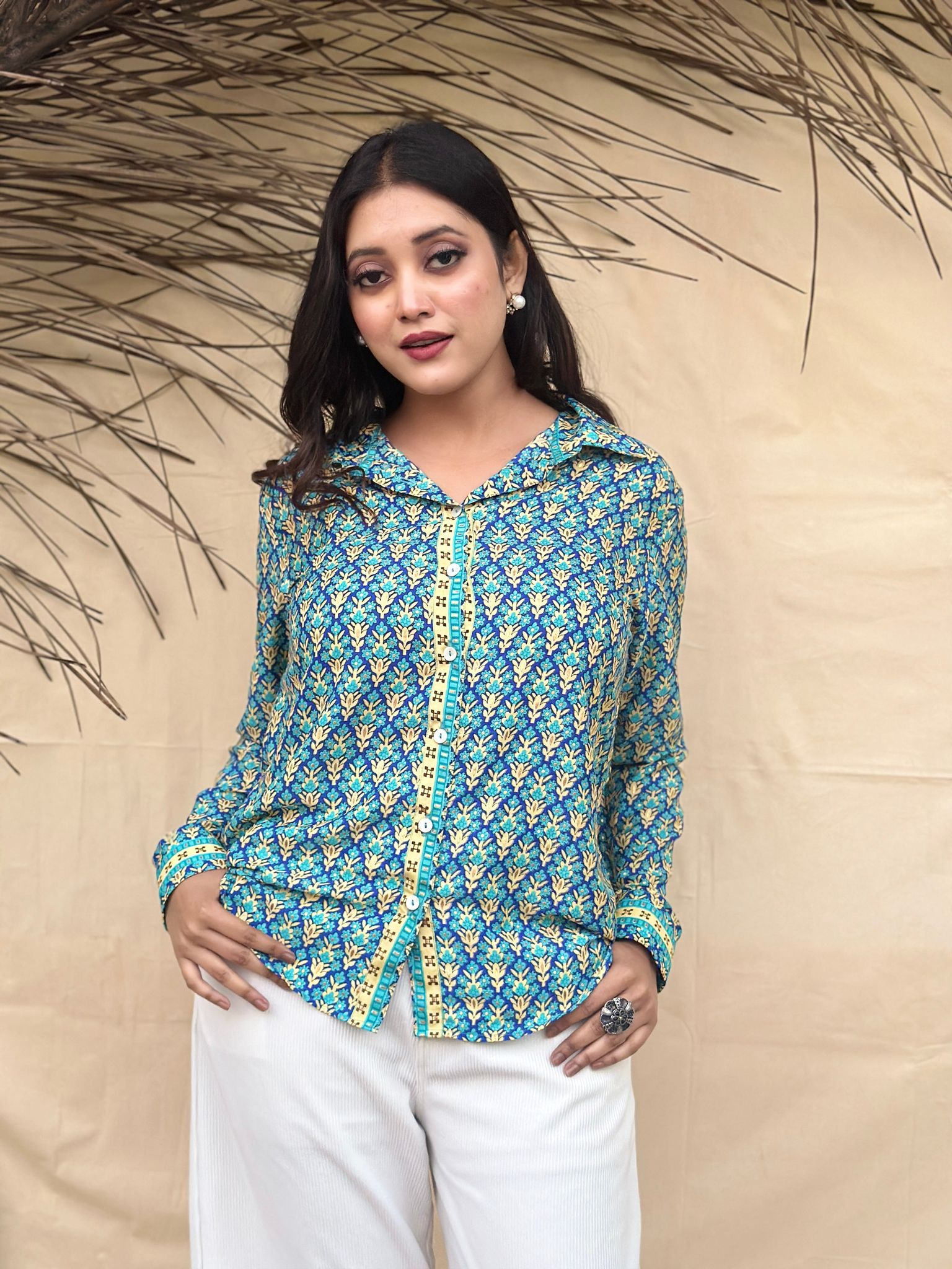 Blue Printed Shirt-S