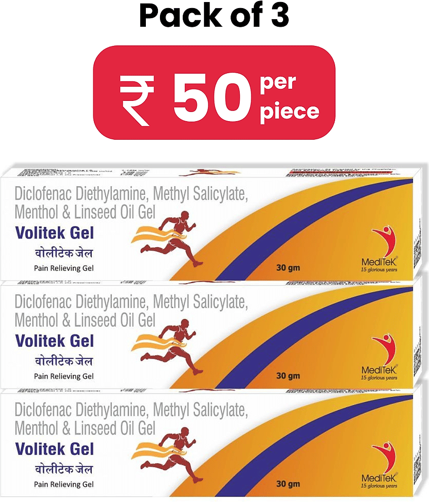 MEDITEK Volitek Gel 30Gms Each Pain Relief Gel ( Pack of 3 )