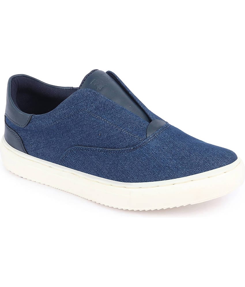 Fausto Slip On Canvas Sneakers Shoes Navy Blue Men's Sneakers