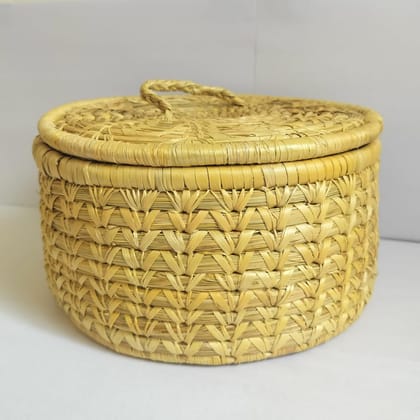 Himadri Emporium Natural Fiber (Uttarakhand Government Underataking) Handmade Chapati Basket with Lid