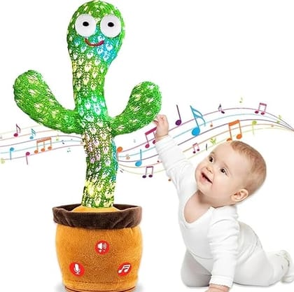 Dancing Cactus Plush Toy USB Charging,Sing 120pcs Songs,Recording,Repeats What You say and emit Colored Lights,Gifts of Fun Toys for Boys and Girls