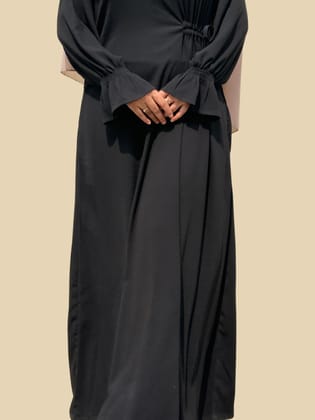 Crinkle Black Knot String Abaya-Large
