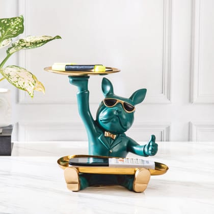 FRENCH BULL DOG DOUBLE TRAY DECOR-Green
