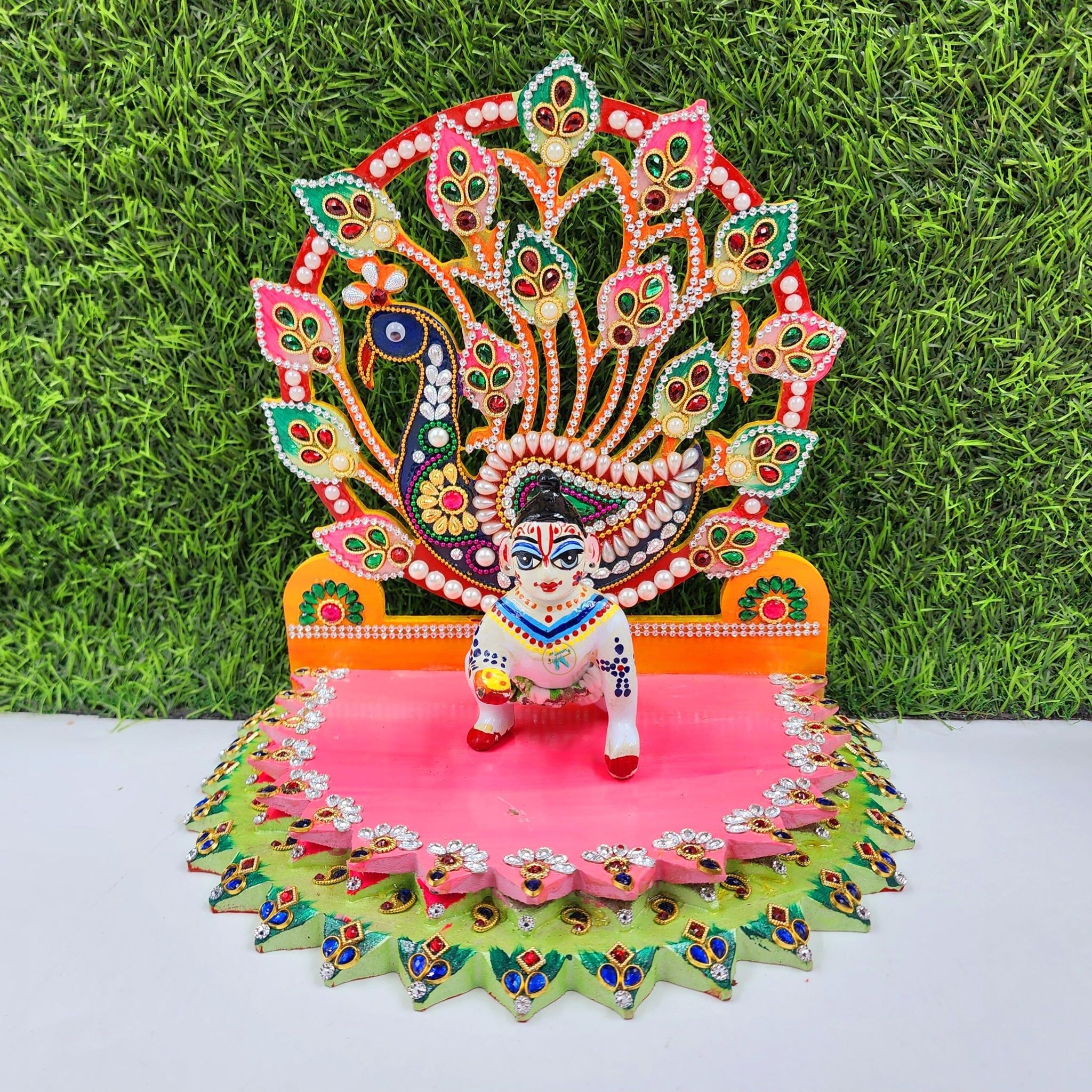 laddu gopal fancy singhasan , wooden material-4 inch