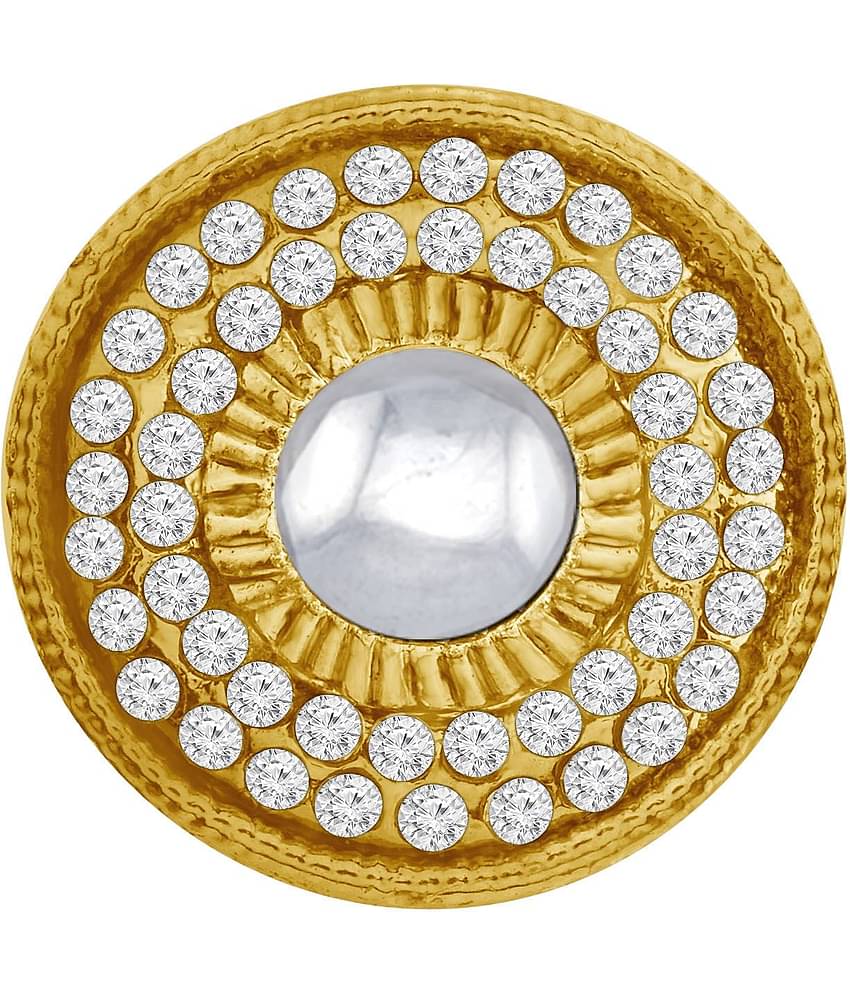 Spargz Round Festive Wear Alloy Gold Plated AD Stone Ring For Women