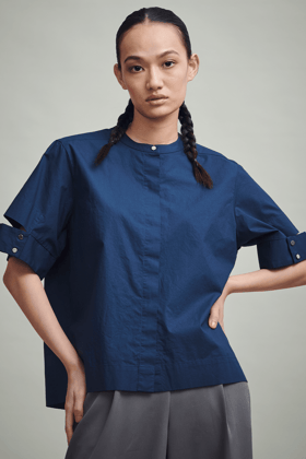 DETACHED CUFF SHIRT-XS / Navy Blue